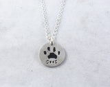 Silver Cat or Dog Paw Print Necklace or Keychain - Paw Print Jewelry