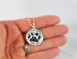 Silver Cat or Dog Paw Print Necklace or Keychain - Paw Print Jewelry