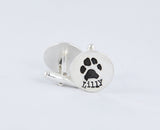 Dog or Cat Paw Print on a Custom set of Silver Cufflinks