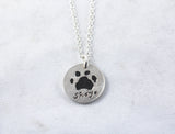 Silver Cat or Dog Paw Print Necklace or Keychain - Paw Print Jewelry