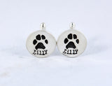 Dog or Cat Paw Print on a Custom set of Silver Cufflinks