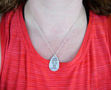 Your Loved One's Actual Handwriting on a Double Sided Silver Tear Drop Shape Pendant