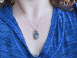 Silver Cat or Dog Partial Paw Print Necklace - Oval Shape