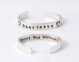 Young Child's Cuff Sterling Silver Bracelet - flower girl, ring bearer gift, child's first bracelet