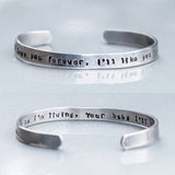 I'll love you forever, I'll like you for always - open ended Aluminium cuff bracelets - gift set