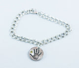 Hand Print Bracelet and Footprint Charm Bracelet - Pendant with Birthstones