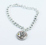 Hand Print Bracelet and Footprint Charm Bracelet - Pendant with Birthstones
