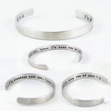 Secret Message Hidden Message Sterling or Aluminium Cuff Bracelet