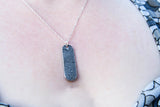 Actual Writing Signature and Fingerprint on a Pill Shaped Silver Pendant