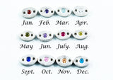 ID Bracelet with Birthstone - Sterling Silver Stamped Bar