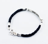 Latitude and Longitude Coordinates Bracelet - hand braided Genuine Leather and Sterling