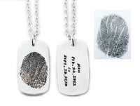Actual Fingerprint Silver Pendant - Large - Dog Tag Shaped