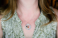Circle With Family Names and hanging Swarovski Element Birthstone Beads Custom Necklace