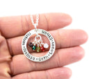 Circle With Family Names and hanging Swarovski Element Birthstone Beads Custom Necklace