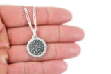 Double Sided Fingerprints on a Bordered Circle Shaped Silver Pendant