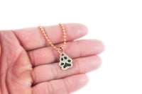 Cat or Dog Paw Print Cut Out Necklace - Bronze Paw Print Pendant made from a Picture