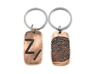 Bronze Fingerprint Keychain Memorial Jewelry - Double Sided Bronze Keychain