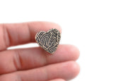 Symmetrical Heart Bronze Fingerprint Pin