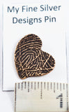 Whimsical Heart Bronze Fingerprint Pin