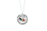 Circle With Family Names and hanging Swarovski Element Birthstone Beads Custom Necklace