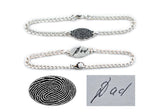 Fingerprint and Handwriting Sterling Silver Bracelet - Memorial Jewelry