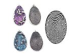 Glittery Fingerprint Necklace - Memorial Jewelry, Teardrop shape with Colour and Design