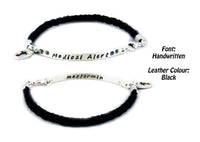 Medical Alert Leather and Sterling Silver Fashionable Medical ID Bracelet