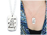 Single Sided Actual HANDWRITING Medium Dog Tag Necklace