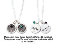 Handwriting and Fingerprint on a Bordered Circle Shaped Silver Pendant