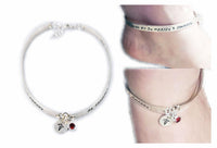 Medical Alert ID Anklet - Dangling charms in the front