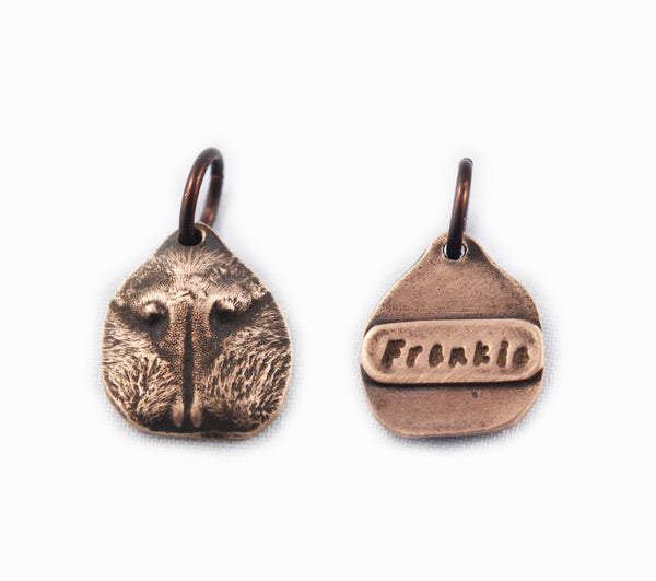 Bronze Cat Nose Print Pendant on a Necklace - Your Pet's Actual Nose Print - Cat Nose Print Jewelry