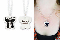 Baby Footprints Butterfly Necklace - Footprint Jewelry / Memorial Jewelry