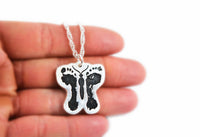 Baby Footprints Butterfly Necklace - Footprint Jewelry / Memorial Jewelry