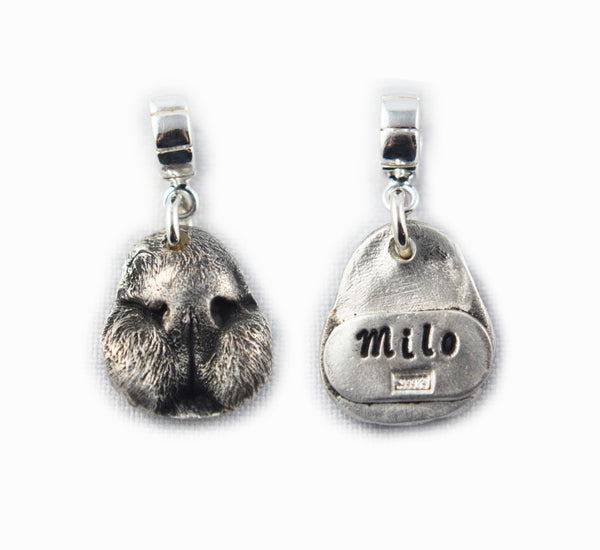 Silver Cat Nose Print Pendant Charm - Your Cat's ACTUAL nose print in sterling silver