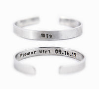 Young Child's Cuff Aluminium Bracelet - flower girl, ring bearer gift, child's first bracelet