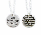 Actual Writing Signature and Design on a Silver Circle Shape Pendant