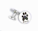 Dog or Cat Paw Print on a Custom set of Silver Cufflinks