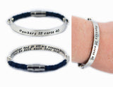 Your Message, Your Words, Personalized Sterling & Leather Bracelet