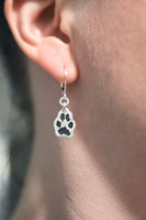 Cat or Dog Paw Print Cut Out Earrings - Silver Paw Print Pendant Earrings made from a Picture