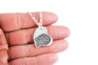 Actual Writing Signature and Fingerprint on a Silver Whimsical Heart Shape Pendant - Small