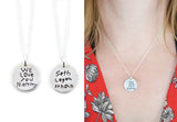 Your Loved One's Actual Handwriting on a Double Sided Silver Circle Shape Pendant Necklace