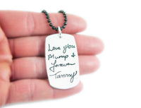 Single Sided Actual HANDWRITING Dog Tag Necklace - gift for him