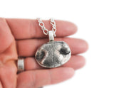 3D Silver Dog Nose Print Pendant on a keychain or necklace - THICK CHAIN