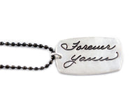 Single Sided Actual HANDWRITING Dog Tag Necklace - gift for him