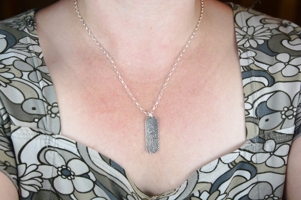 Fingerprint Necklace using an ink print - Memorial fingerprint