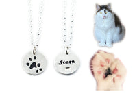 Small Silver Cat or Dog Paw Print Necklace - Paw Print Jewelry
