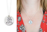 Your Loved One's Actual Handwriting on a Single Sided Silver Circle Shape Pendant Necklace