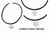 Your Loved One's Actual Handwriting on a Double Sided Silver Circle Shape Pendant - Leather Necklace