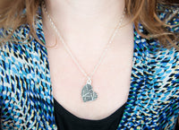Fingerprint and Handwriting Necklace - Whimsical Heart Shaped Pendant with birthstone