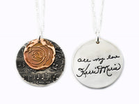 Silver & Bronze Necklace Actual HANDWRITING Jewelry Signature Necklace